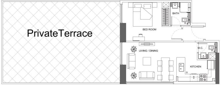 Binghatti Venus floor plan 1-спальн.