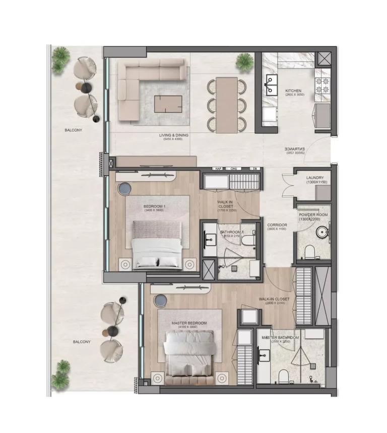 Flora Isle floor plan 2 BR · 1182 sqft