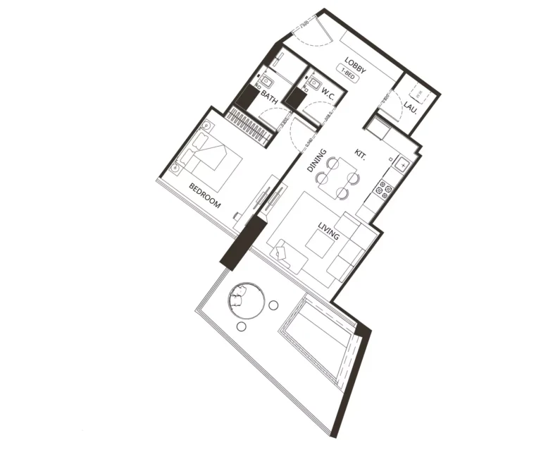 Binghatti Grove floor plan 1 BR · 915 sqft