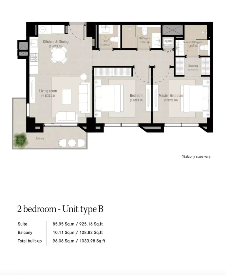 Alton floor plan 2 BR · 1033 sqft