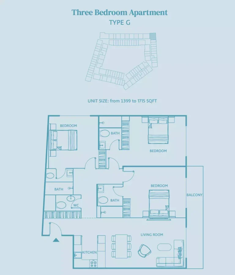 Luma 22 floor plan 3-спальн. · 1715 sqft