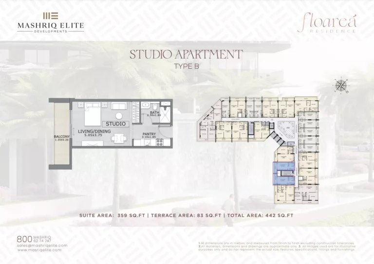 Floarea Residence floor plan Studio · 442 sqft