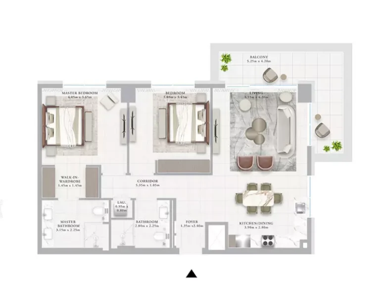 Ocean Point floor plan 2 BR · 1278 sqft