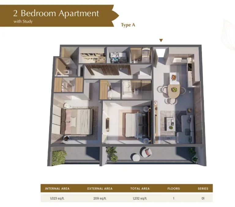Blossom 76 by Tranquil floor plan 2 BR · 1232 sqft