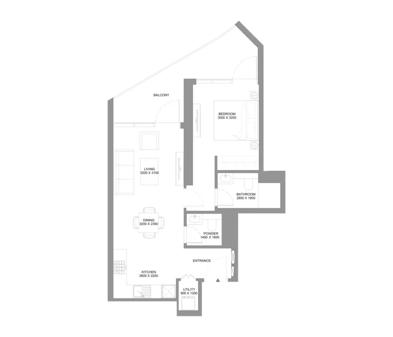 Skyvue Solair floor plan 1 BR · 755 sqft