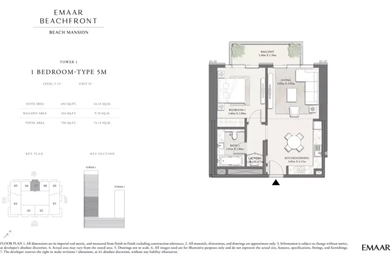 Beach Mansion floor plan 1 BR · 798 sqft