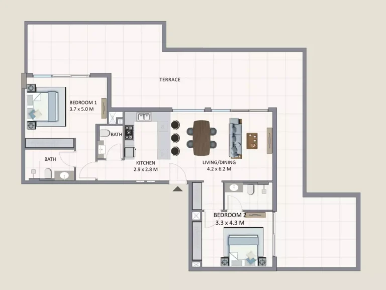 Riviera Chalet floor plan 2 BR · 2203 sqft