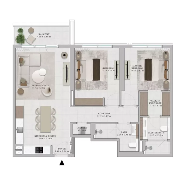 Rosehill floor plan 2 BR · 1191 sqft