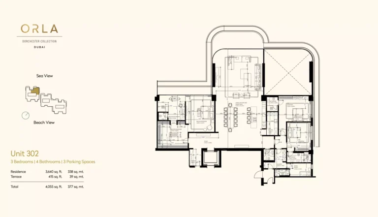 Orla by Omniyat Dorchester Collection floor plan 3 BR · 4055 sqft