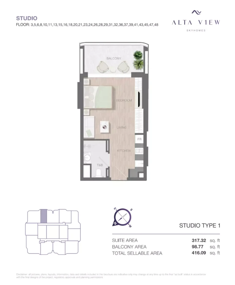 Alta View Skyhomes floor plan Студия · 416 sqft