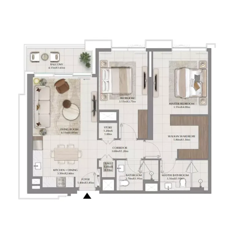 Terra Woods floor plan 2-спальн. · 1120 sqft