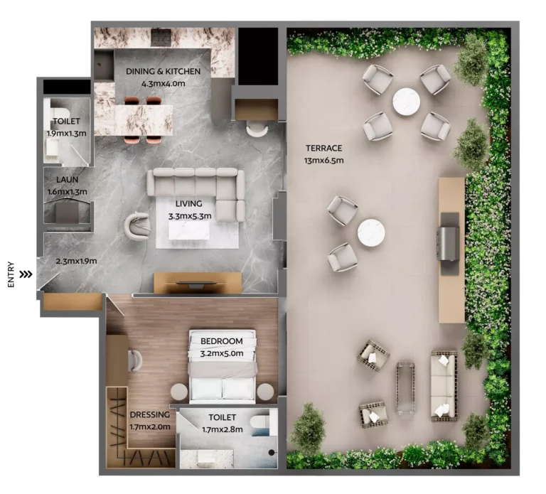 Jardin Astral floor plan 1-спальн. · 1778 sqft