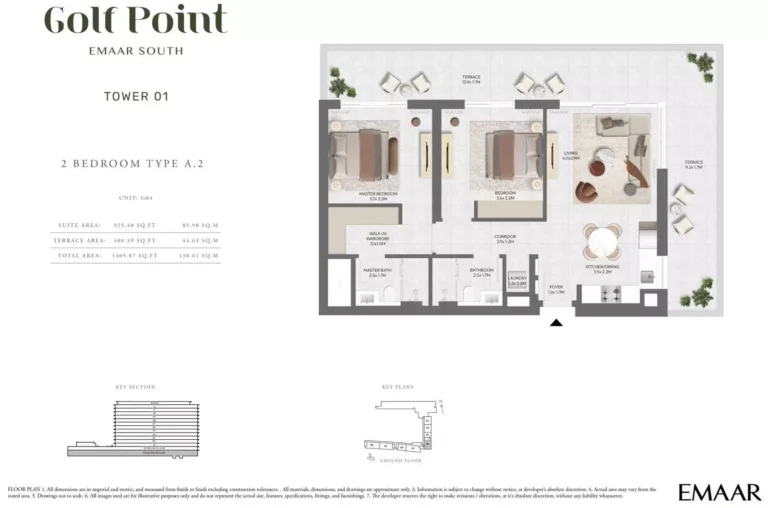 Golf Point floor plan 2 BR · 1405 sqft