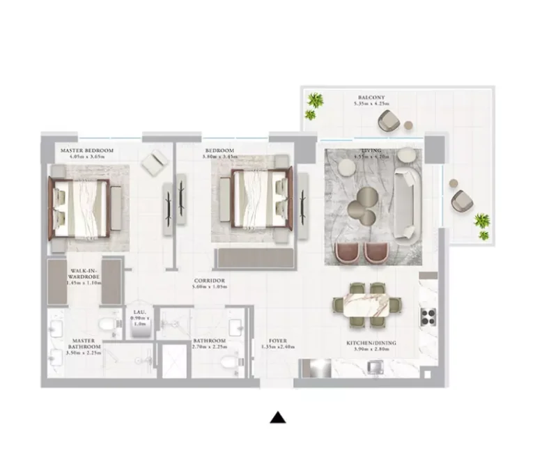 Ocean Point floor plan 2 BR · 1260 sqft