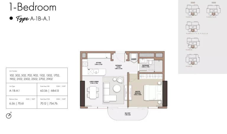 The Edit at D3 floor plan 1-спальн. · 754 кв. фут
