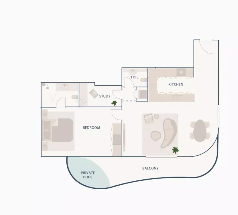 Beach Walk 2 floor plan 1-спальн. · 1349 sqft