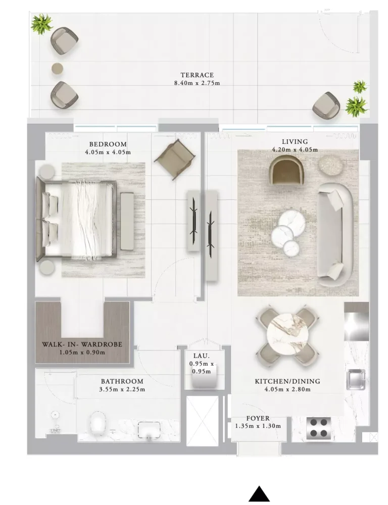 Ocean Star floor plan 1-спальн. · 975 sqft