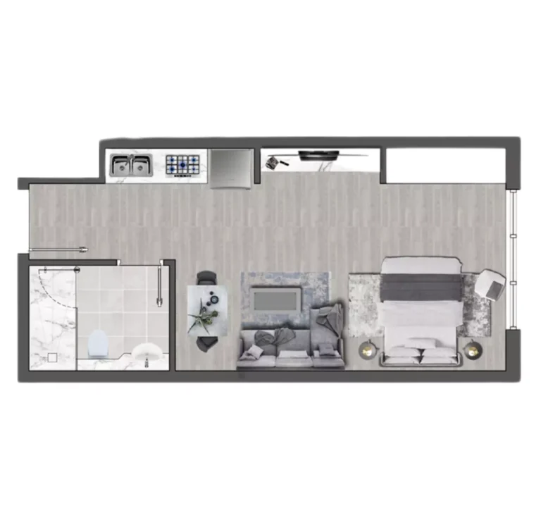 Brand Centro floor plan Студия · 380 sqft