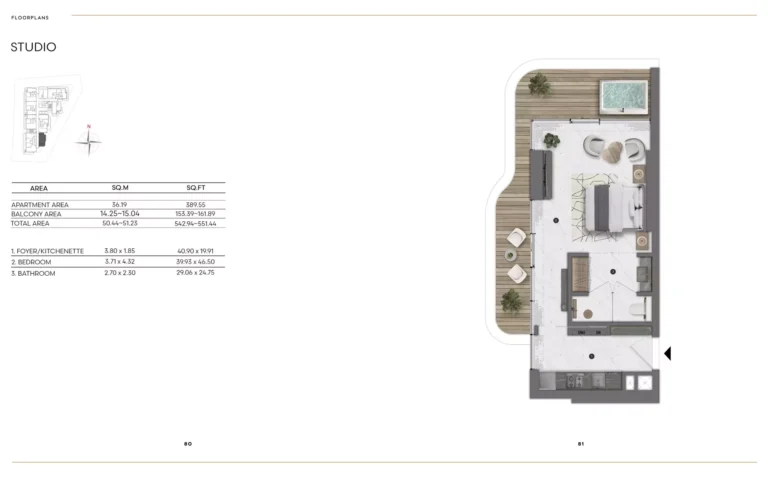 Bond Living floor plan Студия · 550 sqft