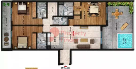 Marquis Galleria floor plan 3 BR · 2099 sqft