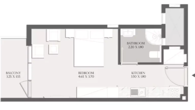 Sapphire 32 floor plan Studio · 396 sqft