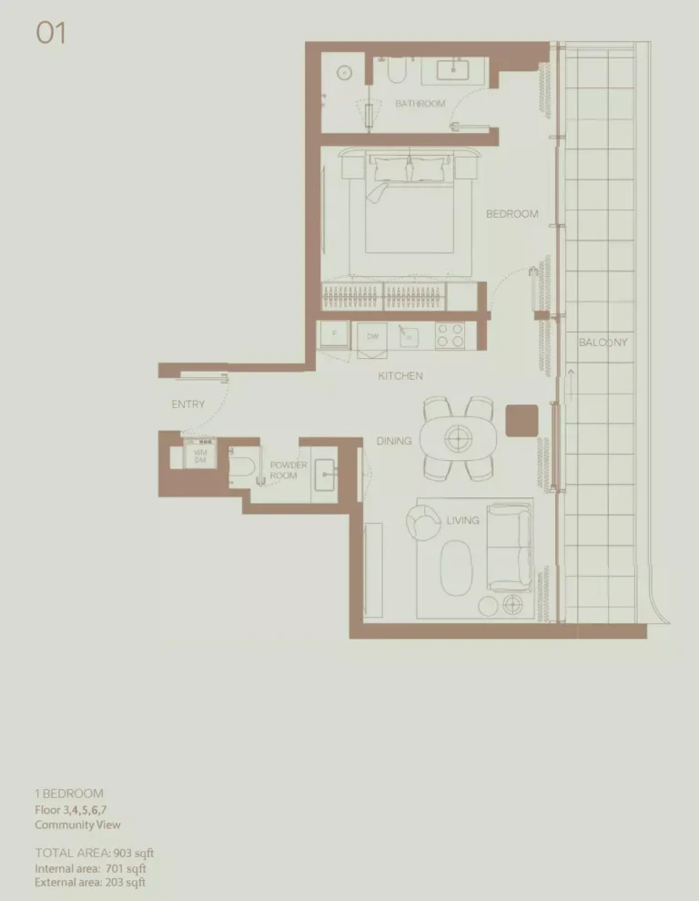 Eden House The Park Building A floor plan 1-спальн. · 903 sqft