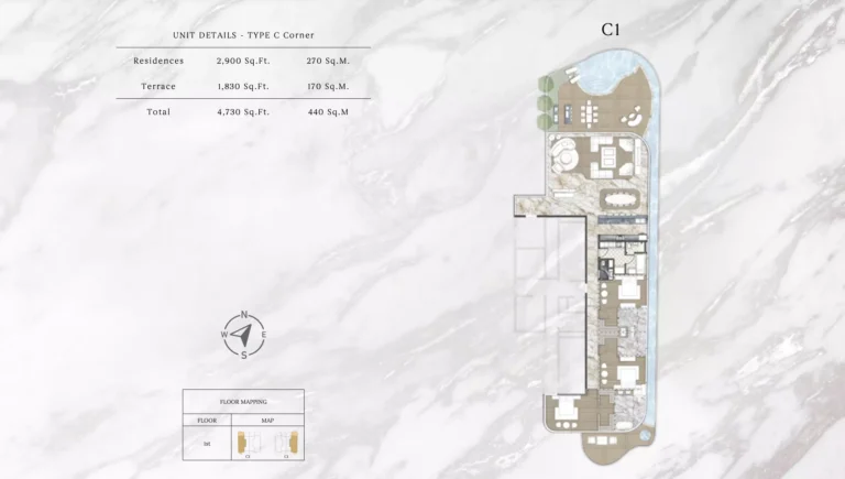One Crescent floor plan 3 BR · 4730 sqft