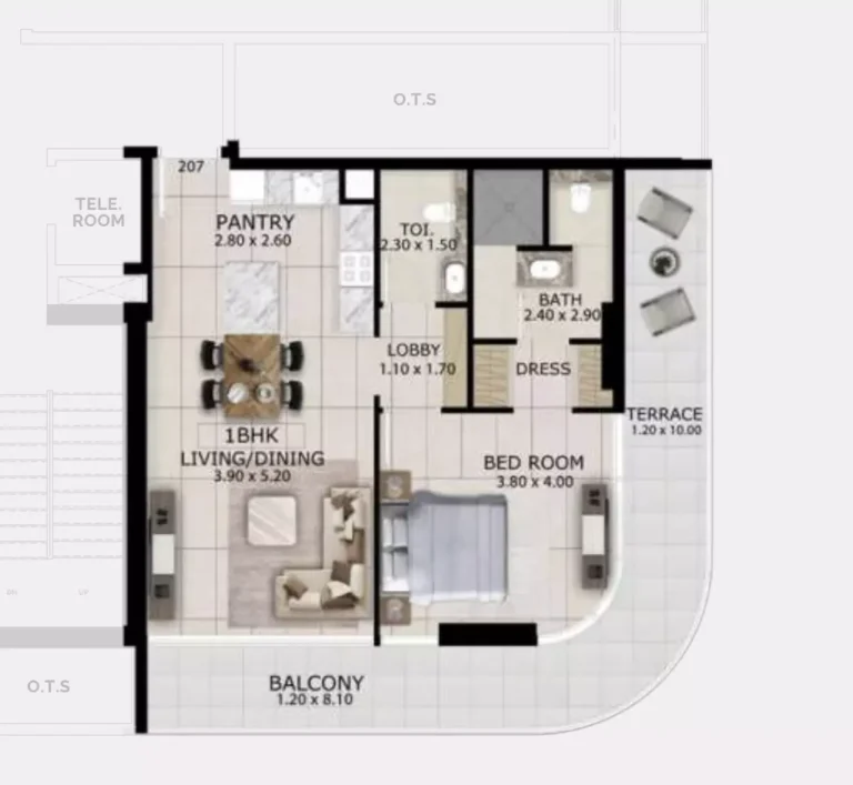 Mayfair Gardens floor plan 1-спальн. · 1033 sqft