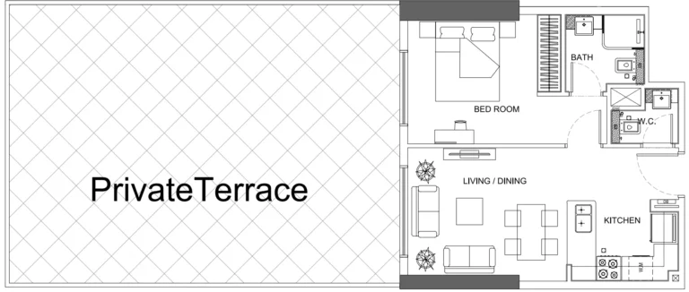 Binghatti Venus floor plan 1-спальн.
