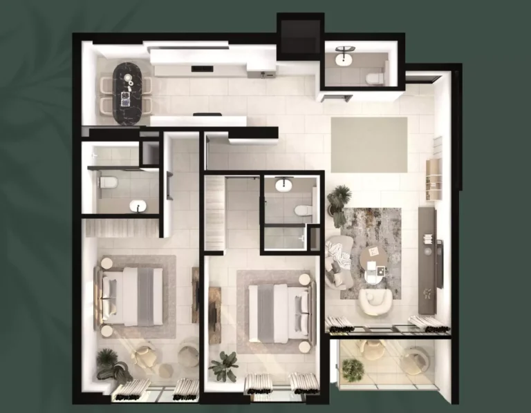 Olivo Park Residences floor plan 2-спальн. · 1175 sqft