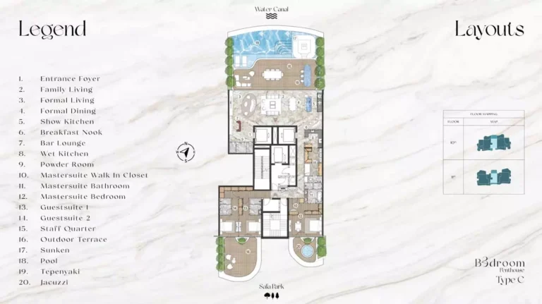Casa Canal floor plan 3-спальн. · 4672 sqft