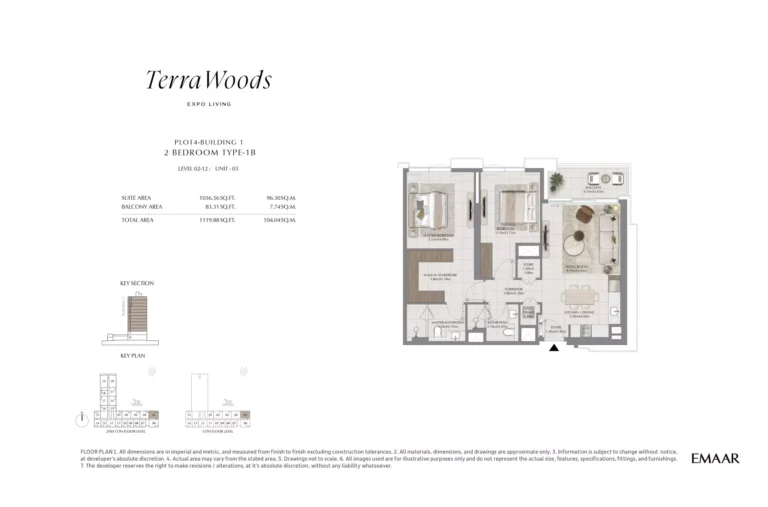 Terra Woods floor plan 2-спальн. · 1119 sqft