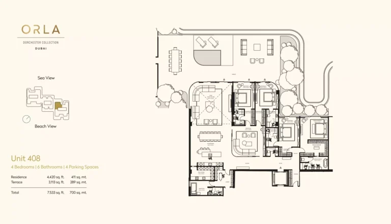 Orla by Omniyat Dorchester Collection floor plan 4 BR · 7533 sqft