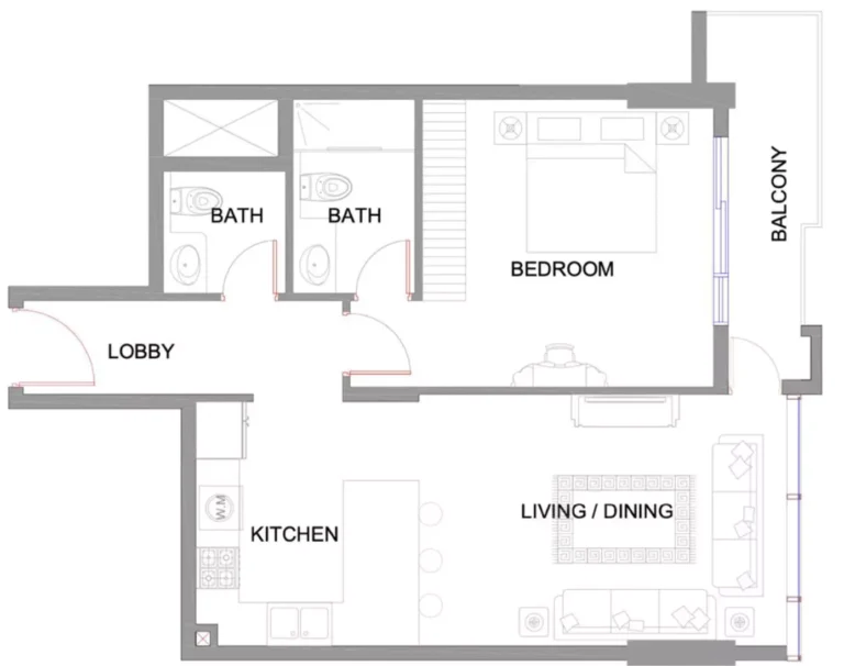 Park Boulevard floor plan 1 BR · 775 sqft