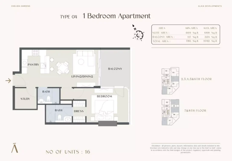 Chelsea Gardens floor plan 1-спальн. · 786 sqft