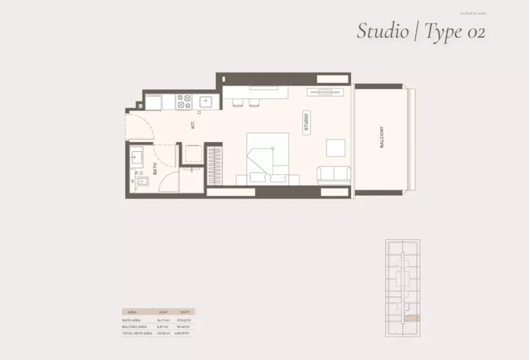 Binghatti Ivory floor plan Studio · 469 sqft
