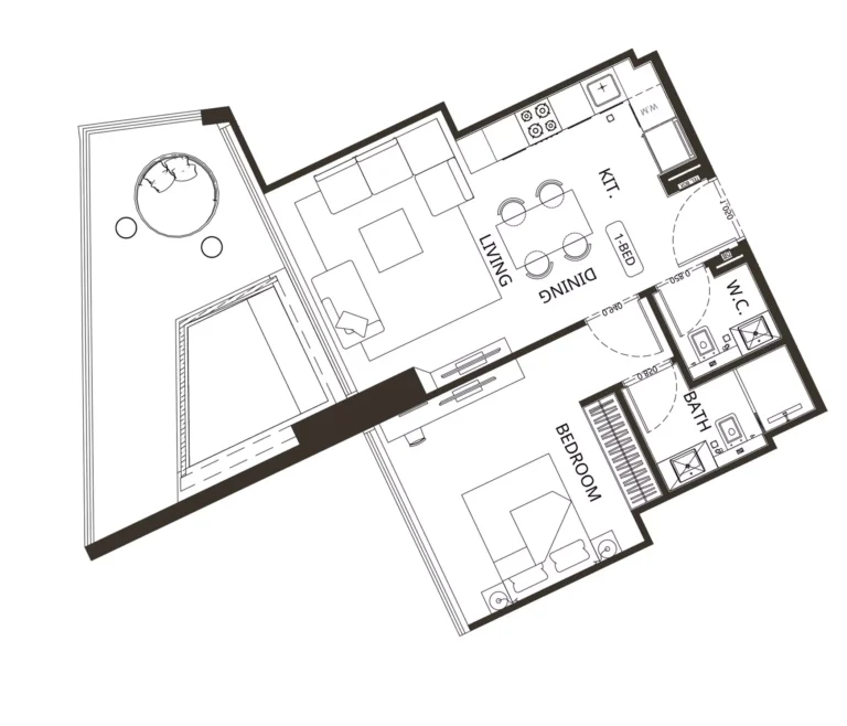 Binghatti Grove floor plan 1 BR · 792 sqft