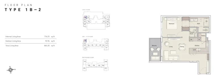 Ellington House 2 floor plan 1 BR · 865 sqft