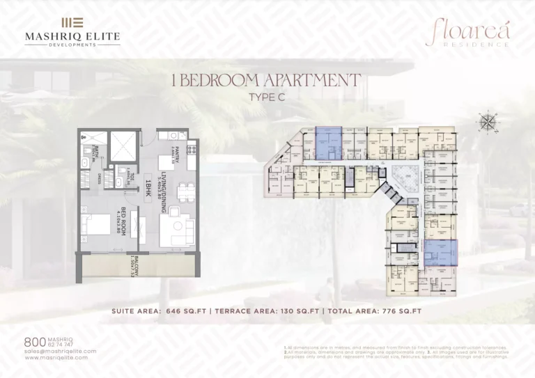 Floarea Residence floor plan 1 BR · 776 sqft