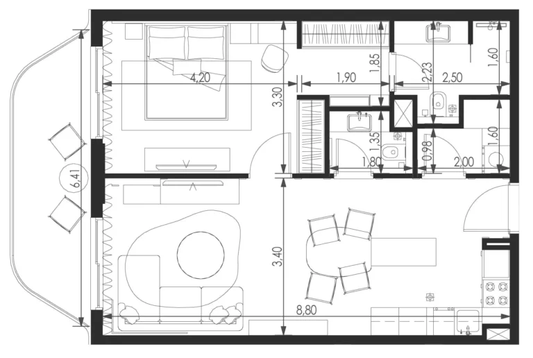 Vitality Residence floor plan 1-спальн. · 789 sqft