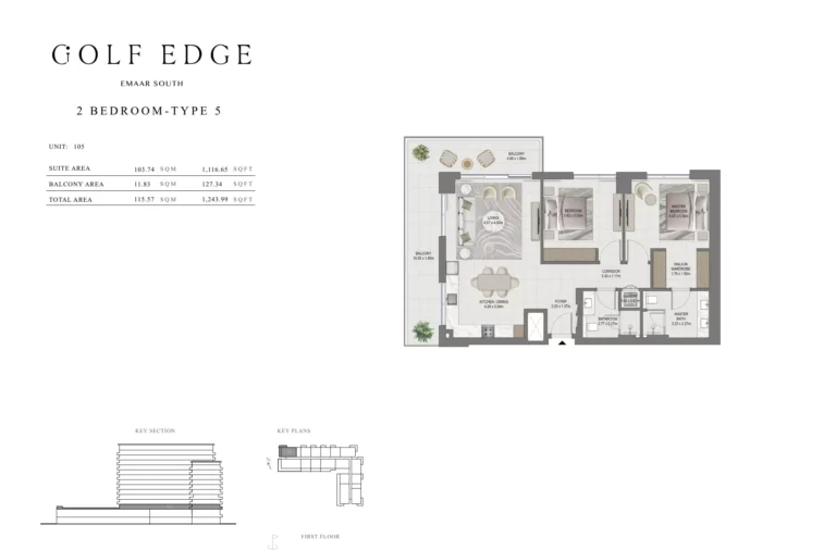 Golf Edge floor plan 2 BR · 1243 sqft