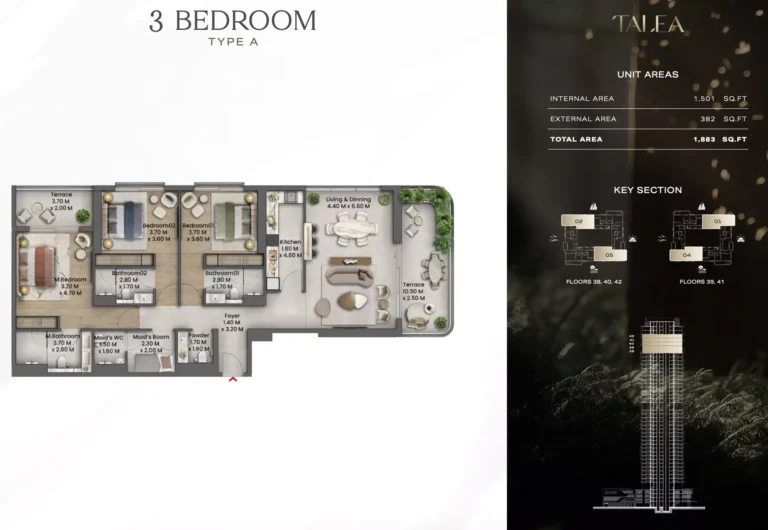 Talea by Beyond floor plan 3 BR · 1883 sqft