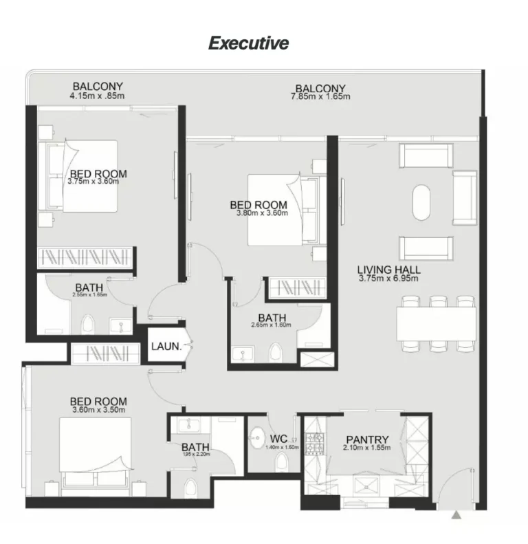 Ashley Hills floor plan 3 BR · 1454 sqft