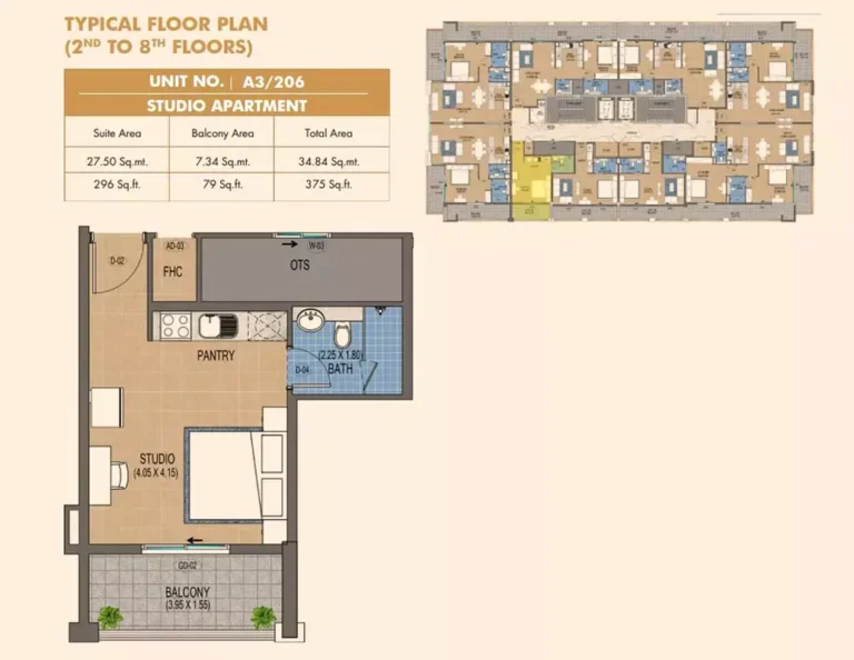 Purvanchal Triana Residences floor plan Studio · 375 sqft