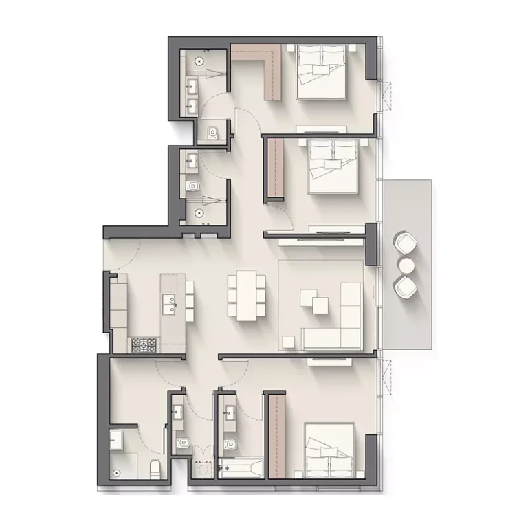 Riverton House floor plan 3 BR · 1528 sqft