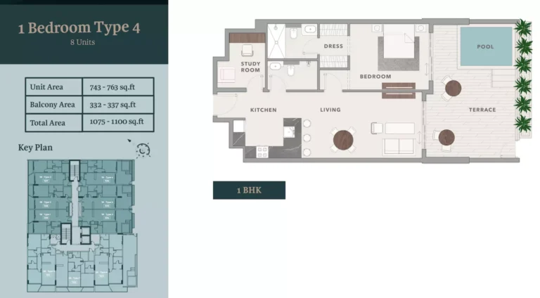 Starlight Park floor plan 1-спальн. · 1100 sqft