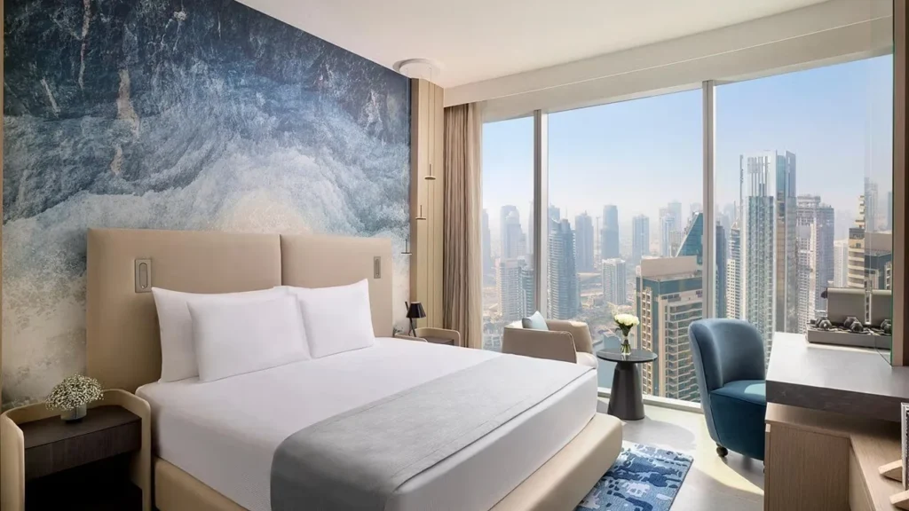Studio bedroom with city view in Ciel Vignette Collection Dubai Marina Dubai