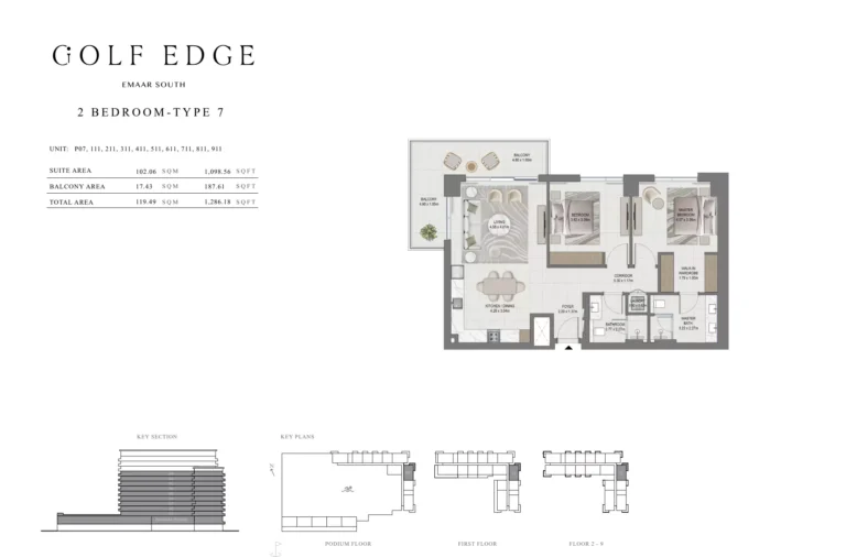 Golf Edge floor plan 2 BR · 1286 sqft