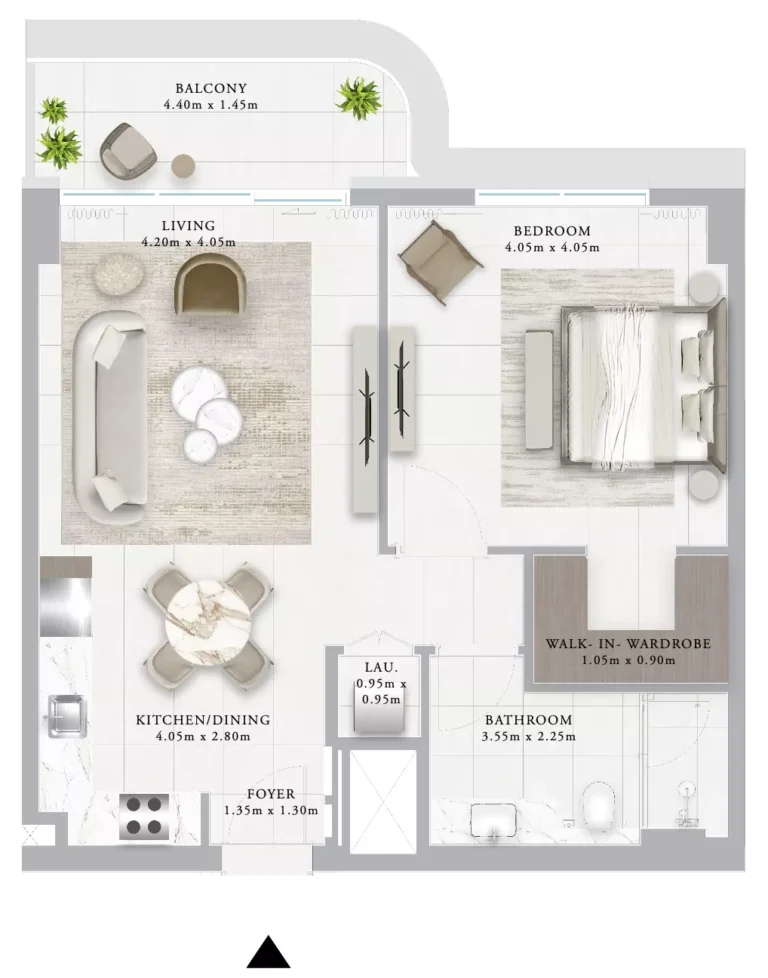 Ocean Star floor plan 1-спальн. · 806 sqft