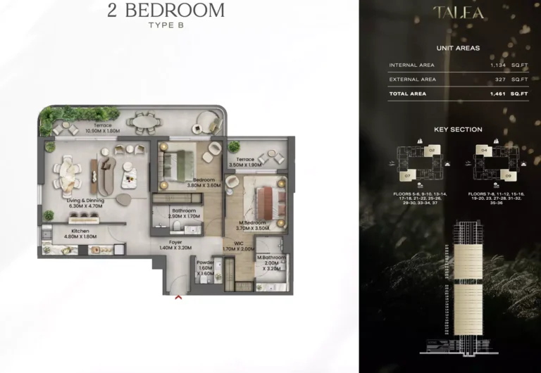 Talea by Beyond floor plan 2 BR · 1461 sqft